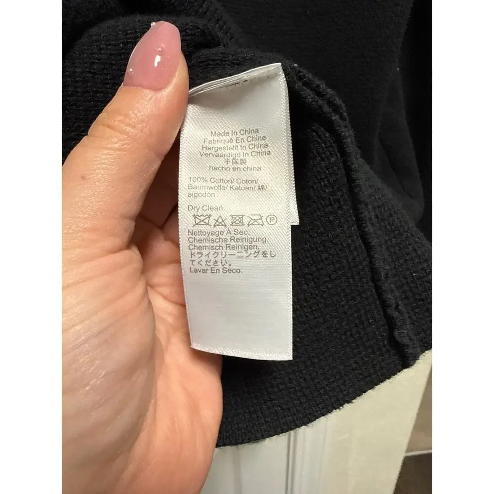 J. Crew Giselle Cotton V-Neck Sweater-Blazer Black Preppy Old Money Size Small